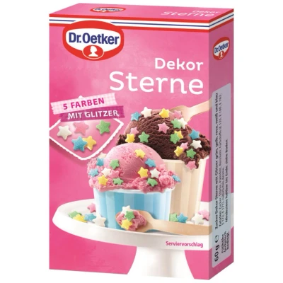 Abbildung von Zuckerdekor/Streudekor&quot;DEKOR STERNE&quot; (5 Farben / 60 g) MIT GLITZER