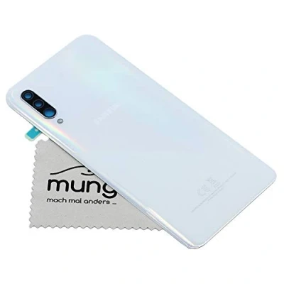 Abbildung von Akkudeckel für Samsung Original Galaxy A30s (A307F) Weiß Backcover Deckel Rückwand mit mungoo Displayputztuch