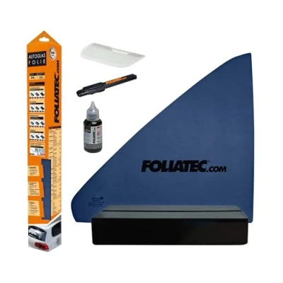 Abbildung von FOLIATEC Scheibentönungsfolie Tönungsfolie für Autoscheiben, Midnight Reflex Dark, 51x400cm + 76x152cm, mit ABG, 85% Verdunkelung