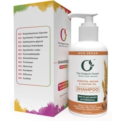 Abbildung von Sulfate Free Keratin, Castor Oil &amp; Moroccan Argan Shampoo Moisturizing, Color Safe for Dry, Oily, Thinning Hair Paraben Free, No Sodium Lauryl Sulfate, Dry Scalp Repair