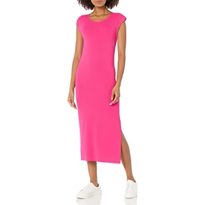 Abbildung von The Drop Damen Laila Midistrickkleid, mit Powerschultern und verdrehter Rückseite, Pink, S