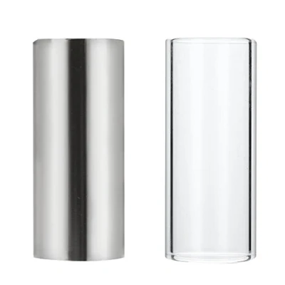 Abbildung von 2 Pcs Glas Slide und Edelstahl Set Instrument Zubehör für Gitarre Bass 6CM