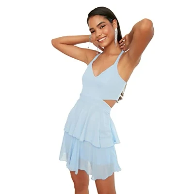 Abbildung von TRENDYOL Damen Dunkelblaues Zurück Detailliertes Kleid Cocktail Dress, Dunkelblau, 34 EU