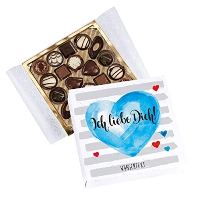 Abbildung von Herz &amp; Heim® Lindt Pralinen in eigener Banderole Ich liebe dich! mit persönlicher Liebeserklärung