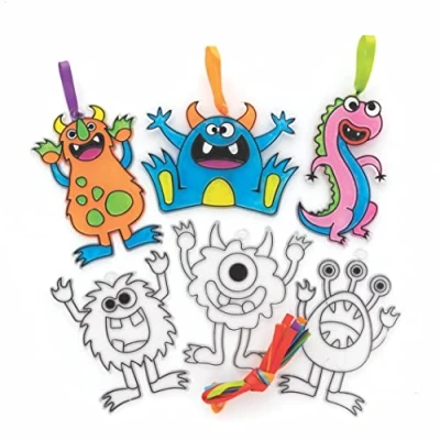 Abbildung von Baker Ross FE666 Monster Sonnenfänger Dekorationen, für Kinder zum Dekorieren und Präsentieren, basteln Sie Ihre eigenen Gartendekorationen, 10 Stück