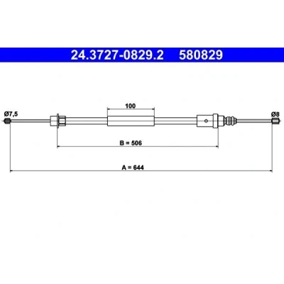 Abbildung von ATE 24.3727 0829.2 Handbremsseil 644 PEUGEOT: 406 Coupe