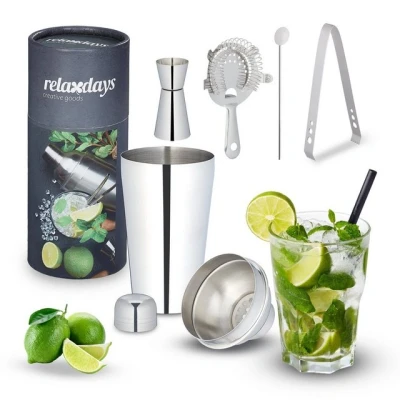 Abbildung von relaxdays Cocktail Shaker 5 teiliges Set, Edelstahl, Silber