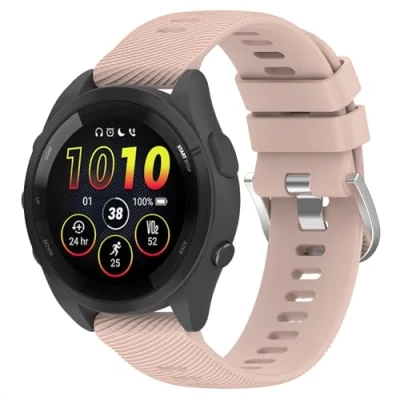 Abbildung von GIOPUEY Armband Kompatibel mit Garmin Forerunner 165, Weiches Silikon [Verschleißfest] [Atmungsaktiv] Ersatzarmband White