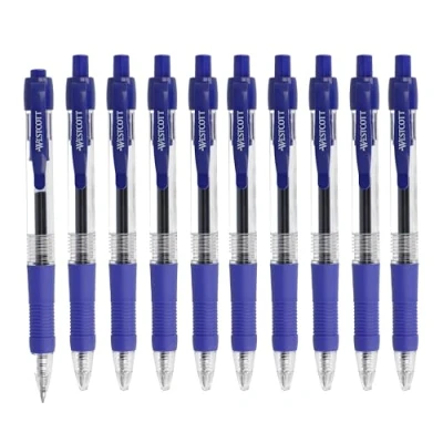 Abbildung von Westcott G²GELOTICE Gelschreiber Blau 10 Stück Vorteilspack Gelstifte nachfüllbar mit ISO G2 Mine weiche und präzise Gel Kugelschreiber 0,4mm Strichstärke ergonom. Griff E 712638 00