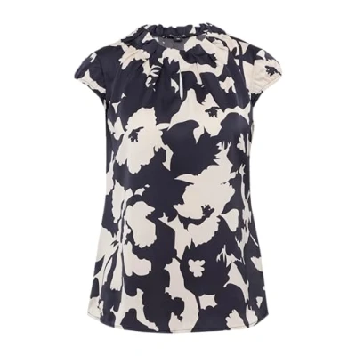 Abbildung von comma Gemusterte MIT Raffung Bluse, Damen, Größe: 34, Navy