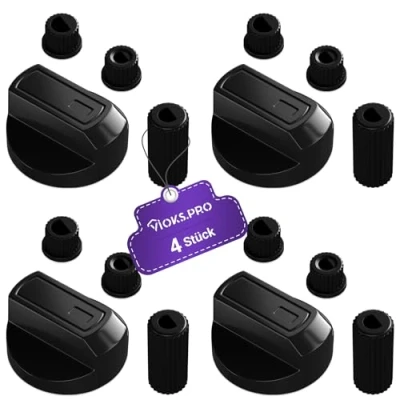 Abbildung von Viоks.pro SET Knebel Drehknopf Herd Schwarz mit Adaptern 16teilig Schalter Knöpfe &amp; für Backöfen Herde/Elektroherd Ersatzteile Universal