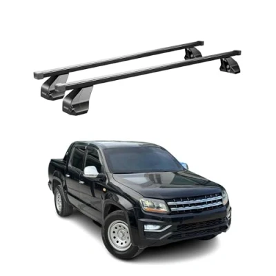 Abbildung von Menabo Stahl Gepäckträger Dachträger kompatibel mit VW Amarok 2010 2016 Schwarz 2tlg