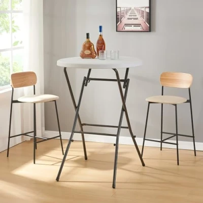 Abbildung von en.casa Klapptisch, »Ljusnarsberg« aus Kunststoff Ø80x110cm Weiß