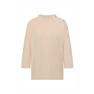 Abbildung von Cecil MIT Knopfdetail Langarmshirt, Damen, Größe: Large, Beige