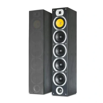 Abbildung von Fenton SHFT57B Standlautsprecher Paar 600 Watt Passiv Floorstanding Hi fi Speakers, HiFi Lautsprecher Boxen für Stereoanlage, 4 Wege Standboxen Lautsprecherboxen Schwarz