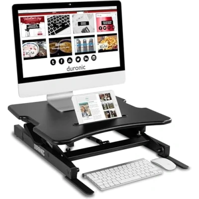 Abbildung von Duronic DM05D18 Schreibtischaufsatz Workstation 55 x 53 cm mit Tastaturablage Computertisch höhenverstellbar 17 42 Stehpult für PC, Laptop und Smartphone Sitz Steh Schreibtisch bis 15 kg