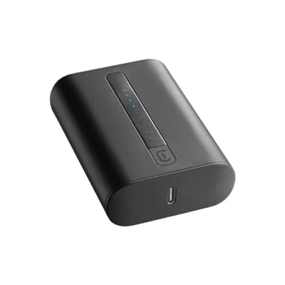 Abbildung von Cellularline Tragbare Ladegeräte Extra kompaktes tragbares Ladegerät 10000Mha USB C Power Delivery 20W für iPhone 18W adaptiver Anschluss Samsung Schwarz