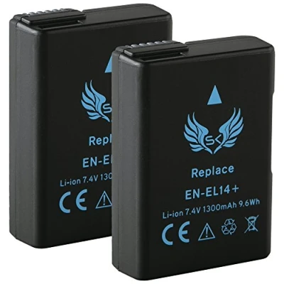 Abbildung von 2X SK Akku Ersatz für Nikon EN EL14 1300mAh EL14A D3100 D3300 D3400 D3500 D5100 D5300 D5500 D5600 DF /// CoolPix P7000 P7700 P7800