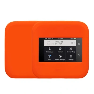 Abbildung von kwmobile Hülle kompatibel mit NETGEAR Nighthawk M6 Pro / Case Tasche für mobiles WLAN Router Cover mobiler Hotspot Wi Fi Zubehör Orange