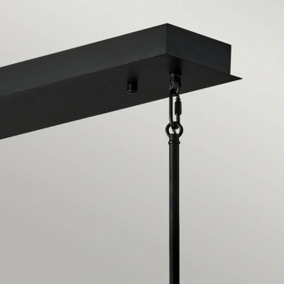 Abbildung von Elstead Lighting QN Styx LED ISLE BG QUINTIESSE Kronleuchter 55W 3000K Stahl, schwarz, vergoldet; L:30.5cm H:33.3cm B:113cm höhenverstellbar