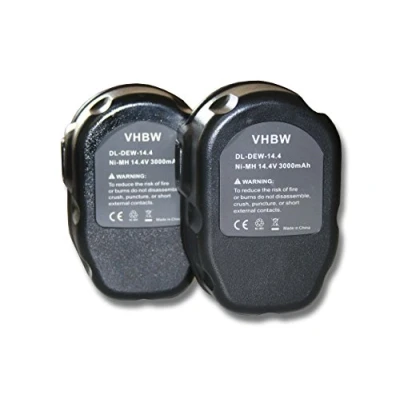 Abbildung von vhbw 2X Akku Ersatz für Dewalt DC9091, DE9038, DE9091, DE9092, DE9094, DE9502, DW9094 Elektrowerkzeug (3000 mAh, NiMH, 14,4 V)