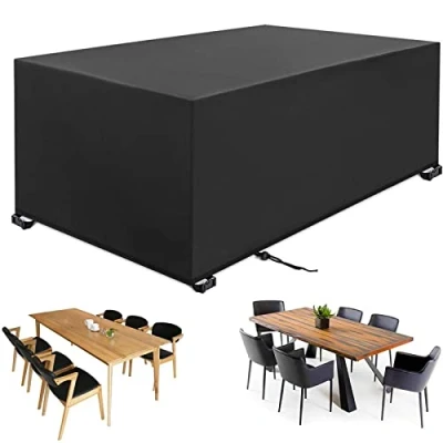 Abbildung von Aipwerer Abdeckung Gartenmöbel Wasserdicht, Abdeckplane für Winterfest, 420D Schutzhülle Abdeckhaube Gartentisch Garten Möbel Tisch Rechteckig (Schwarz, 213x132x72cm 420D)
