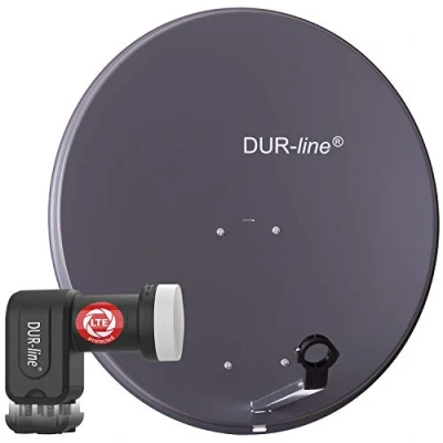 Abbildung von DUR line MDA 80 Anthrazit Digiatale 4 Teilnehmer Satellitenschüssel Komplett Anlage mit +Ultra Quad LNB [Camping, Astra 19,2, DVB S/S2, Full HD, 4K, 3D]