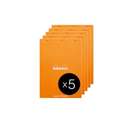 Abbildung von Rhodia 18558C Packung mit 5 Notizblöcken geheftet dotPad No.18 A4 80 Blätter Dot Lineatur 80g, Orange, 1 Pack