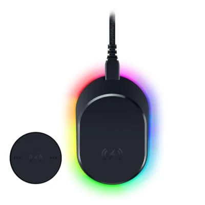 Abbildung von Razer Mouse Dock Pro &amp; Charging Puck (Magnetische drahtlose Ladestation, Hyperspeed 8K Hz, 8 RGB Chroma Beleuchtung Modul für kompatible Mäuse) Schwarz