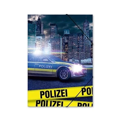 Abbildung von itenga Organisationsmappe Gummizugmappe Zeichenmappe A4 Motiv Polizei