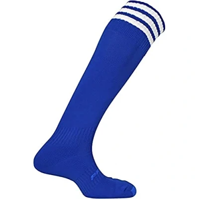 Abbildung von Mitre Mercury 3 Streifen Fußballsocken für Erwachsene Fußballmannschaft Set leichte, lange Sportsocken atmungsaktiv, Königsblau/Weiß, Senior (41 47)