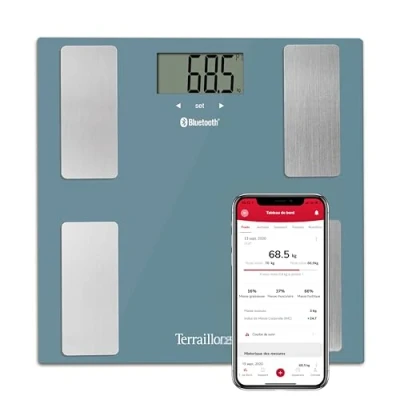 Abbildung von TERRAILLON SMART CONNECT, Bluetooth PersonenWaage Körperanalyse Gewicht und BMI, Körperfettwaage, Bis zu 8 Benutzer Petrol Blau