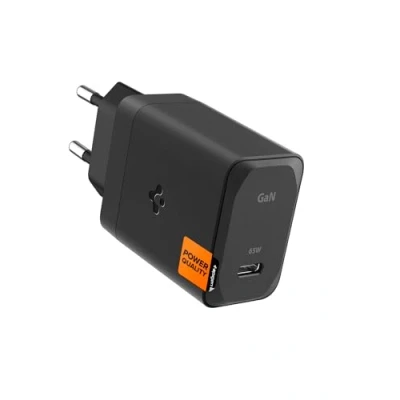 Abbildung von Spigen GaN 651 65W PPS USB C Schnellladegerät Super Fast Charging 2.0 für Galaxy Book 2 3 Pro 360 MacBook Air Steam Deck Typ Laptop Ladeadapter Schwarz (Kabel enthalten)