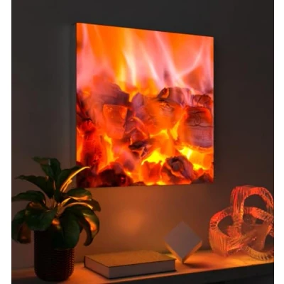 Abbildung von MyMaxxi Pixlip Poster Kohlen im Feuer Wandbild Design Wand Dekoration, Foto rot gelb Leuchtrahmen Kohlenfeuer, 60x42 cm, Rahmen: inkl. Druck