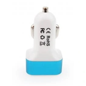 Abbildung von AMiO TEST 04 01028 KFZ Ladekabel für Handys 2 USB weiß, Blau