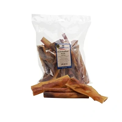 Abbildung von Tiernahrung Schwenner Rinderkopfhaut für Hunde getrocknet Dog Snacks Zahnpflege 1000g 20cm