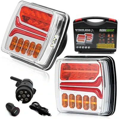 Abbildung von AGRISHOP Magnetisch Kabellos LED Rückleuchten Anhänger Set 12V,Magnetisches Kabel frei Dynamische Heckleuchten Leuchten,LED Rücklicht PKW Wohnwagen Wasserdicht Rücklichter E Mark