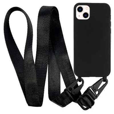 Abbildung von MyGadget Handykette für iPhone 13 TPU Hülle mit Band Handyhülle Handyband zum Umhängen Kordel Schnur Case Schutzhülle Schwarz