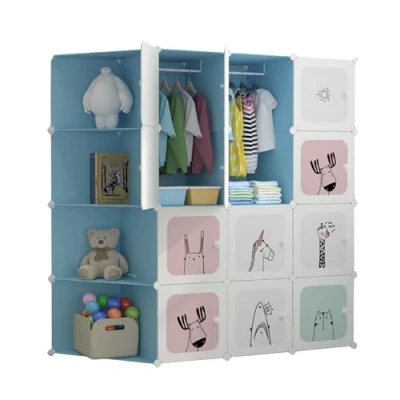 Abbildung von MAGIC SELECT Kinder Kleiderschrank, Modulregal, Kinderkleiderschrank, modularer Organizer, Aufbewahrungsregal für zu Hause, 16 Module, 140x105 cm