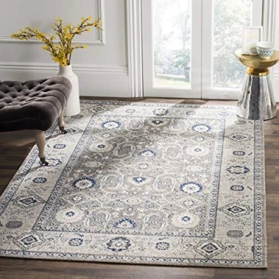 Abbildung von SAFAVIEH Traditionell Teppich für Wohnzimmer, Esszimmer, Schlafzimmer Patina Collection, Kurzer Flor, Taupe und Elfenbein, 155 X 229 cm