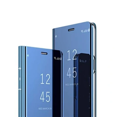Abbildung von MRSTER Huawei Mate 20 Lite hülle Clear View Standing Cover, Spiegel Handyhülle Schutzhülle Flip Case Schutz Tasche mit Standfunktion 360 Grad für das Mate20 Lite. Mirror: Blue