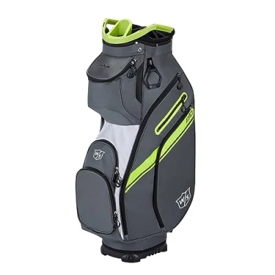 Abbildung von Wilson Staff Golftasche, EXO II Cart Bag, Trolleytasche, Für bis zu 14 Schläger, Grau/Weiß/Limettengrün, 2,3 kg, WGB6650CH