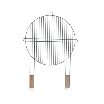 Abbildung von Grillrost rund 46 cm mit 2 Holzgriffen Stahl verchromt Grillgitter Grillaufsatz Ersatzrost