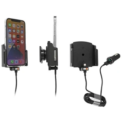 Abbildung von Brodit Gerätehalter 721239 Made IN Sweden mit Ladefunktion für Smartphones Apple iPhone 12, 12 Pro Schwarz