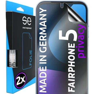 Abbildung von se® für Fairphone 5 Schutzfolie privacy Blickschutz Folie 2x Folien im SET aus Deutschland, Anti peep Matte Spy Folie, staubfrei und blasenfrei, Sichtschutz