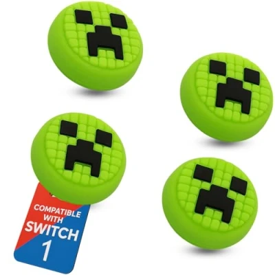 Abbildung von MatoSan® 4X Joystick Kappen Kompatibel mit Nintendo Switch Grip Joy Con Thumbstick Lite OLED Zubehör Thumb Grips Daumenkappen Steam Deck Schutz (Grün)