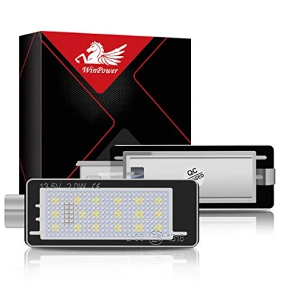 Abbildung von WinPower Kennzeichen Glühbirne 18 SMD Weiß Fehlerfrei Rückseite Nummernschildlampe für Laguna Espace Scenic Modus Clio Captur Fluenc ect., 2 Stücke