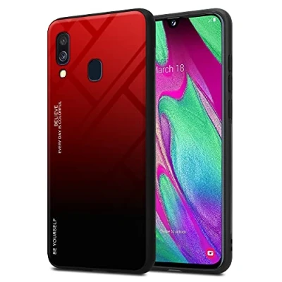 Abbildung von Cadorabo Hülle kompatibel mit Samsung Galaxy A40 Schutzhülle TPU Silikon Case Glas Slim Kratzfest Weiche Gummi Rundumschutz für in Schwarz