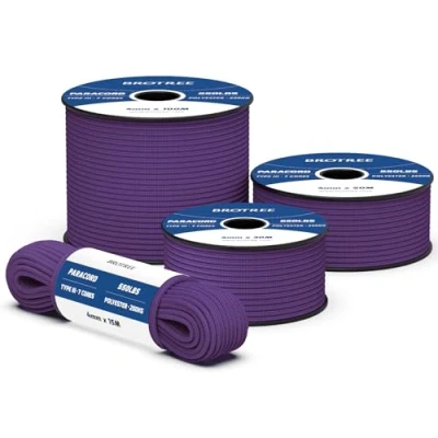 Abbildung von Brotree 550 Paracord 4mm 50m Schnur 100% Polyester Seil Reißfest Typ III 7 Kern für Armbänder, Basteln, Outdoor, Camping, Survival Lila