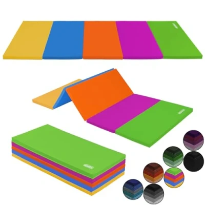 Abbildung von ALPIDEX Turnmatte klappbare Weichbodenmatte 185 x 78 3,2 cm Gymnastikmatte Sportmatte für zuhause Kinder Erwachsene, Farbe:bunt